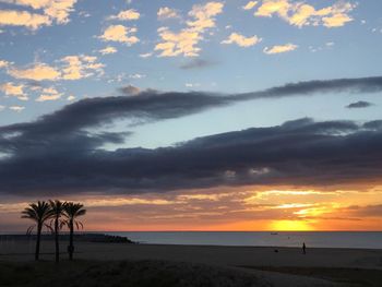 Scenic view of sea against dramatic sky