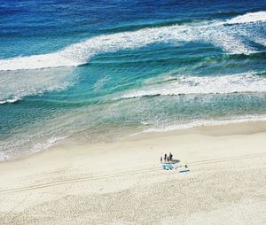 High angle view of man on beach