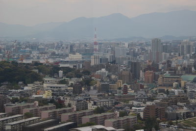 High angle view of townscape against sky