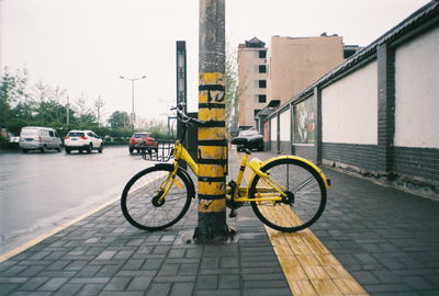 Bicycles on street in city