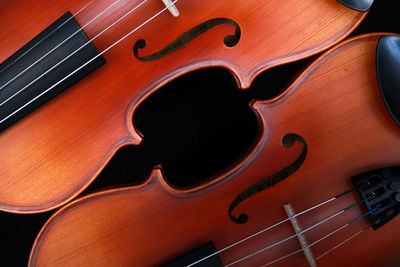 High angle view of violin