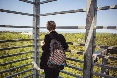 Tourist looking at view