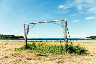 View of soccer field against sky