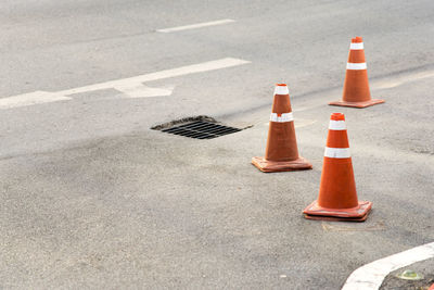 Traffic cones on city street