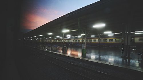 Railroad tracks at night