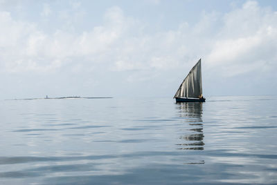 Scenic view of sea against cloudy sky