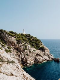 Scenic view of sea against clear sky