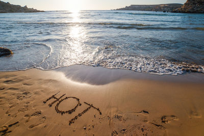 View of text on beach