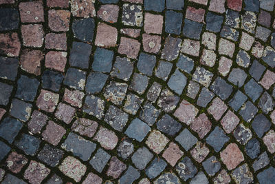 High angle view of cobblestone street