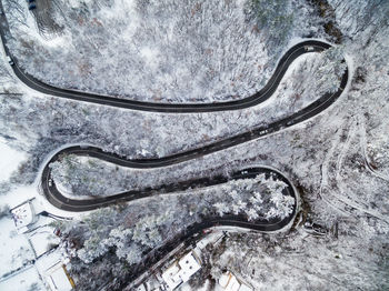 High angle view of mountain road during winter