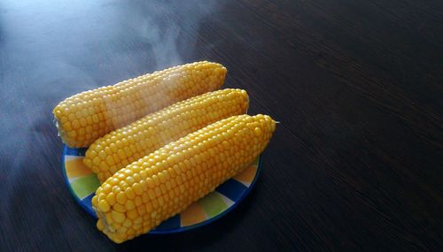 High angle view of yellow bread on table