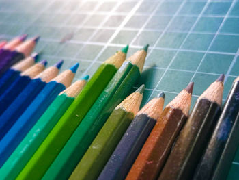 Close-up of colored pencils