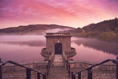 Scenic view of lake during sunset