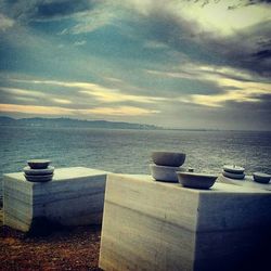 Scenic view of sea at sunset