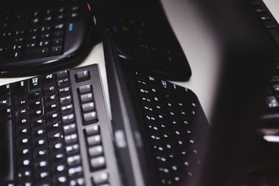 Close-up of computer keyboard on table