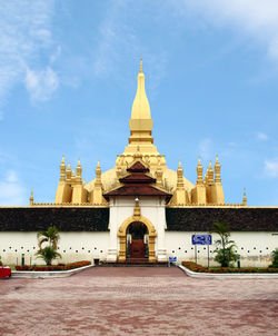 Exterior of temple building against sky