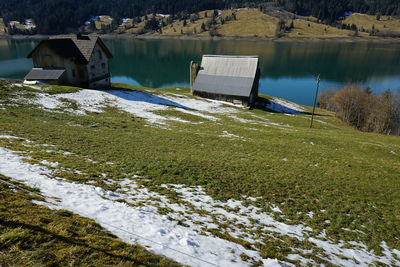 Scenic view of lake during winter