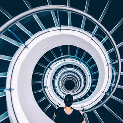 High angle view of spiral staircase