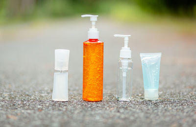 Close-up of glass bottle against blurred background