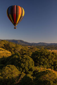 Hot air balloon flying in sky