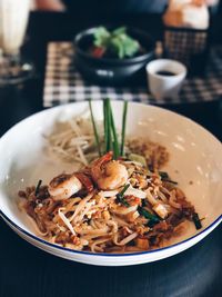 High angle view of food in bowl on table