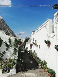 Street amidst houses against sky