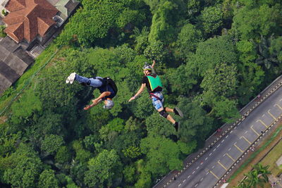 High angle view of people in park