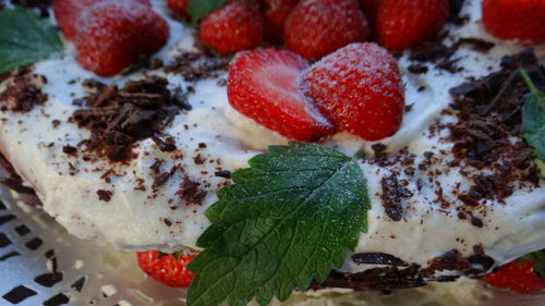 Close-up of ice cream on cake