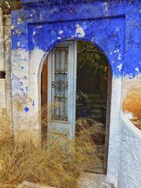 Closed door of old building