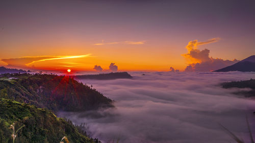 Dramatic sky over mountain range