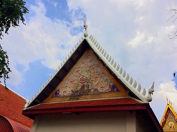 Low angle view of temple against sky