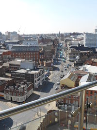 High angle view of city street