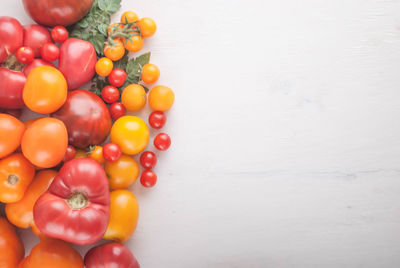 Directly above shot of tomatoes on table