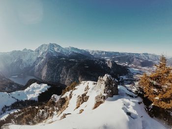 Scenic view of snowcapped mountain against sky