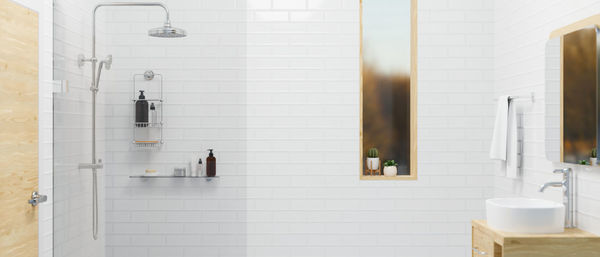 White wall in bathroom