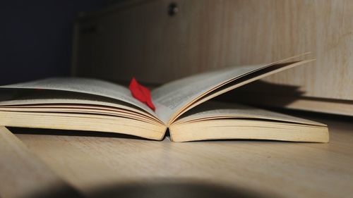 Close-up of book on table