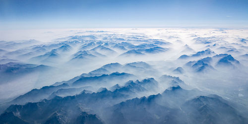 Scenic view of mountains against sky