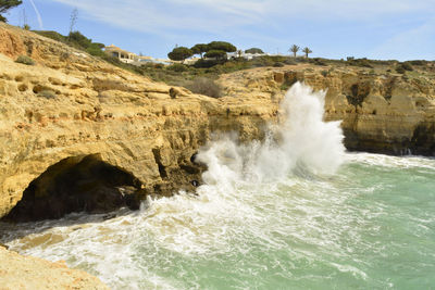 Scenic view of waterfall