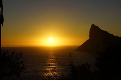 Scenic view of sea against sky at sunset