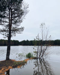 Scenic view of lake against sky