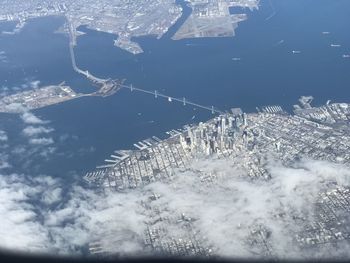 Aerial view of cityscape against sky