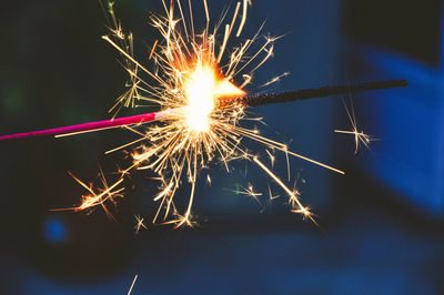 Firework display at night