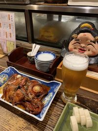 High angle view of food on table