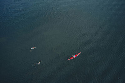 High angle view of boat in sea