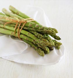 High angle view of vegetables on table