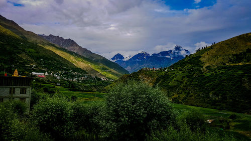 Scenic view of mountains against sky