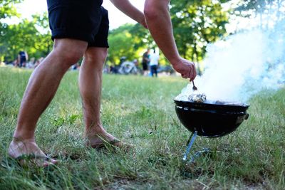 Close-up of barbecuing food