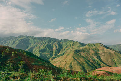 Scenic view of mountains against sky