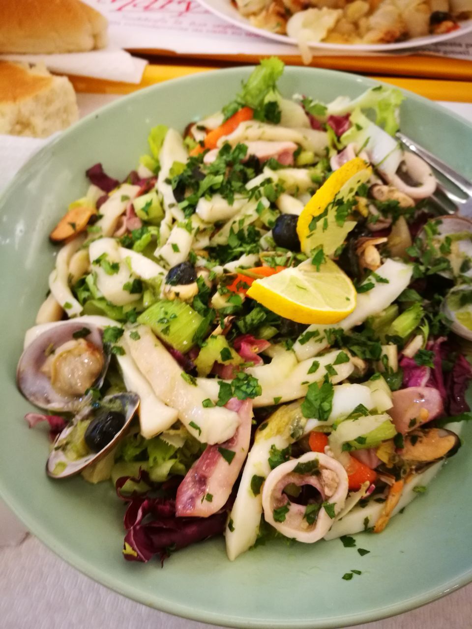 HIGH ANGLE VIEW OF CHOPPED VEGETABLES IN BOWL