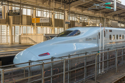 Train on railroad station platform